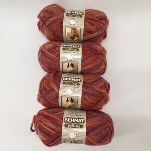 Bernat Felting Natural 100% Wool Yarn Gardenia Pink Orange Purple  *Lot 4 skein*